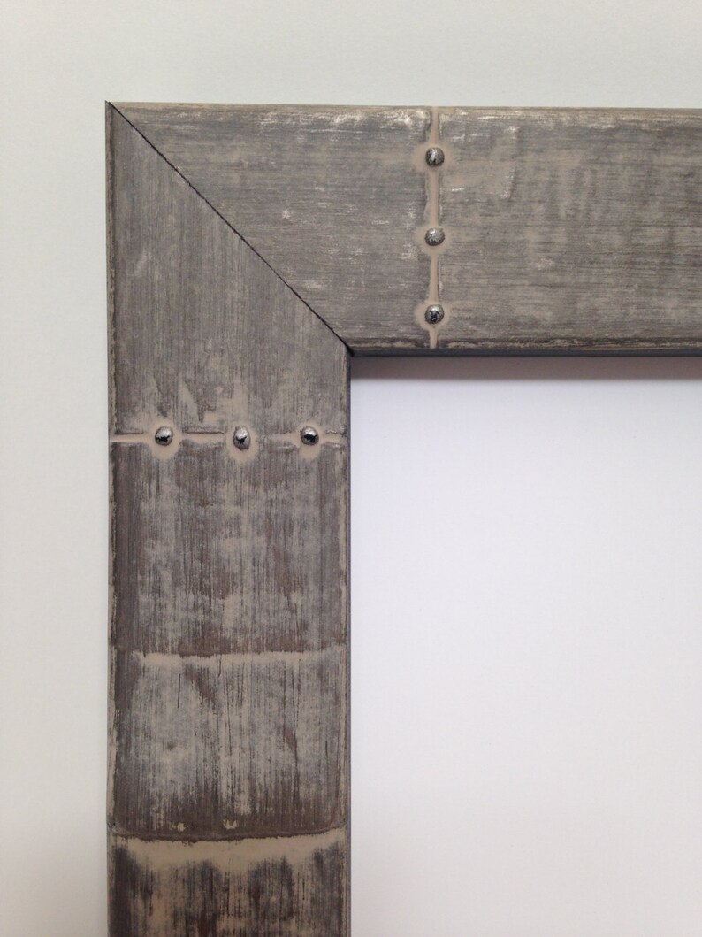 Riveted Metal Look All Wood Picture Frame 3x5 4x6 5x7 Image 0