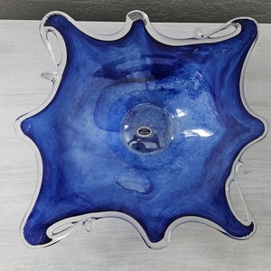 Lavorazione Arte Murano Coblat Blue Large Art Glass Bowl - Italian Art Glass - Murano Glass - Made in Italy