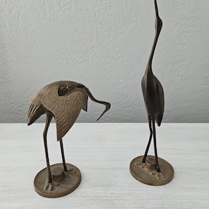 Rare Brass Crane Figurines