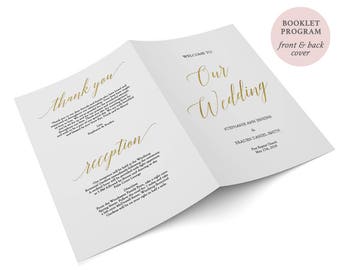 rose gold folded wedding program booklet double sided etsy
