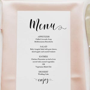 Belle Swirls Menu Printable Wedding Menu PDF Instant Digital Download DIY Template Editable PDF Belle Collection 4 x 6 GD0105 image 1