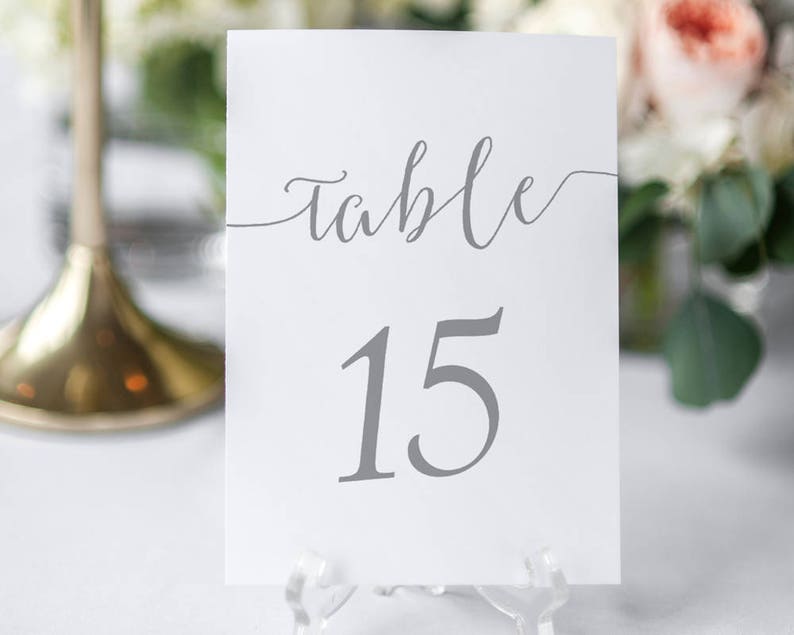 Charcoal Gray Table Number Printable Table Cards 140 Etsy