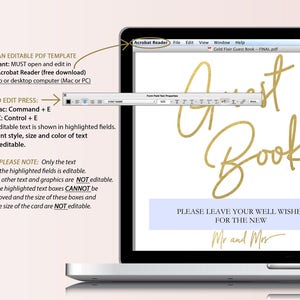 Printable Gold Guest Book Sign Wedding Sign Instant Download Editable PDF Gold Framable Guestbook Sign 8x10 inches GD0319 image 4