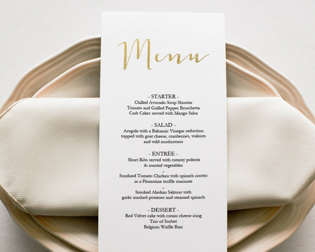 Gold Menu Printable DIY Menu Template Editable PDF - Etsy