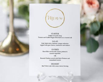 Gold Menu Printable - Editable PDF Menu Template - Instant Download - Modern Gold Menu - Banquet Wedding Dinner Party - 5x7 inches - #GD0826