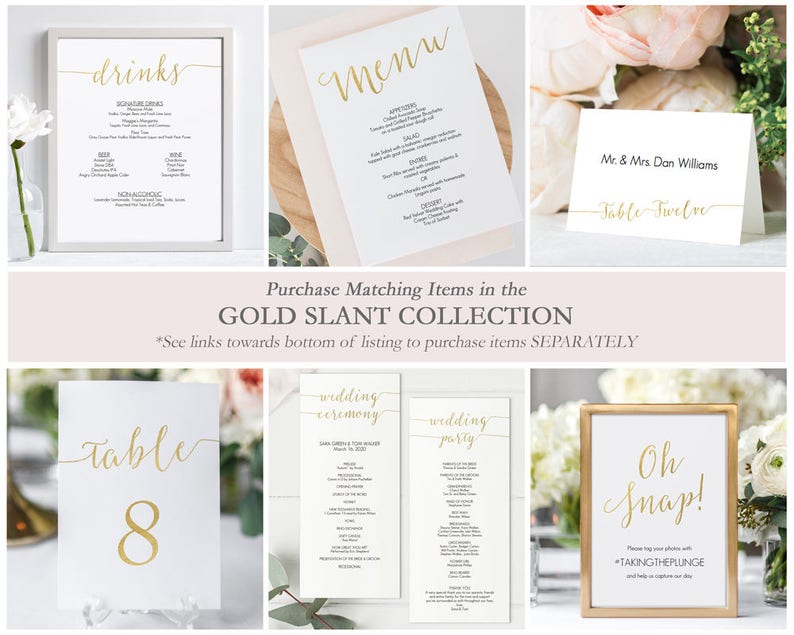 Gold Signature Cocktails Menu Sign Printable 5x7 inch Card Wedding Bar Menu Editable PDF Instant Download 5x7 inches GD0807 image 6