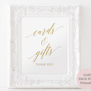 Gold Cards and Gifts Sign Printable Cards and Gifts Gold Foil Instant Download Wedding Printable PDF 5x7 and 8x10 inches GD3419 image 2