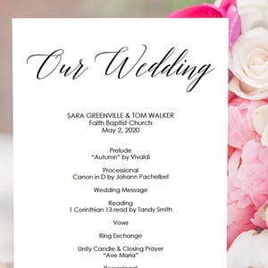 Printable Wedding Program Our Wedding & Bridal Party Instant Digital DIY Template Editable PDF 5 x 7 inches Double sided GD0503 image 1