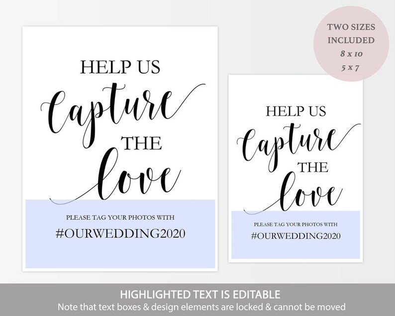 Printable Hashtag Sign Wedding Social Media Sign Instagram | Etsy