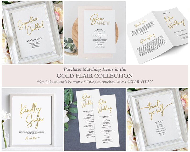 Gold Flair Cheers Menu Bar Menu Printable Wedding DIY Template Editable PDF Instant Download Cocktails 5x7 inches GD0302 image 4