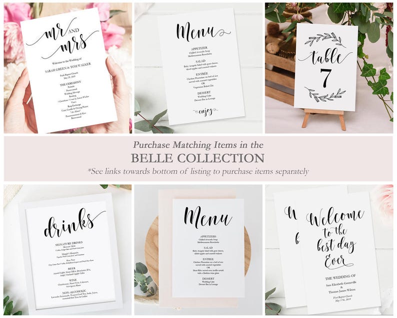 Wedding Invitation Set Printable Invitation Suite Set of 4 pieces Included Instant Download Editable PDF Modern Script GD0115 image 6