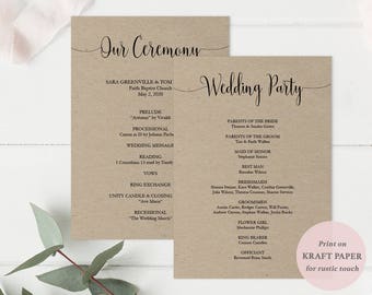 Printable Ceremony Programs - DIY Program Template - Double Sided Program - Wedding Timeline - Editable PDF Download - 5x7 inches - #GD2306