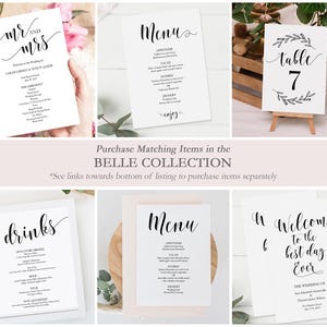 Belle Swirls Menu Printable Wedding Menu PDF Instant Digital Download DIY Template Editable PDF Belle Collection 4 x 6 GD0105 image 4