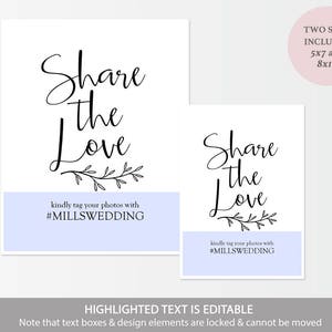 Social Media Sign Wedding Hashtag Sign Printable Wedding Sign Share the ...