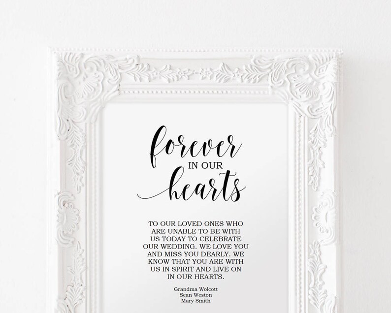 Printable Forever in Our Hearts Sign 8x10 in Loving Memory | Etsy
