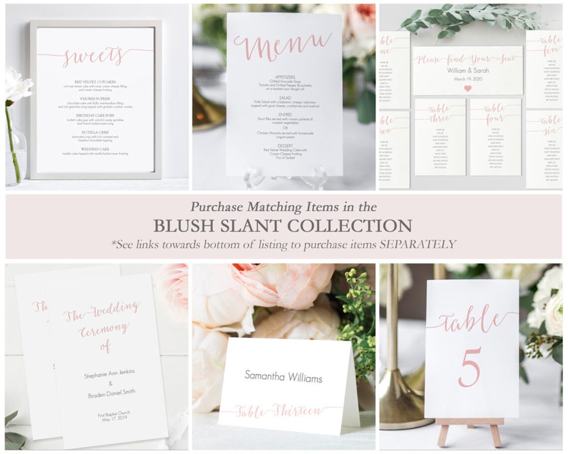 Blush Wedding Program Printable DIY Template Wedding Etsy