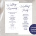 Printable Navy Wedding Program Wedding Ceremony Program - Etsy
