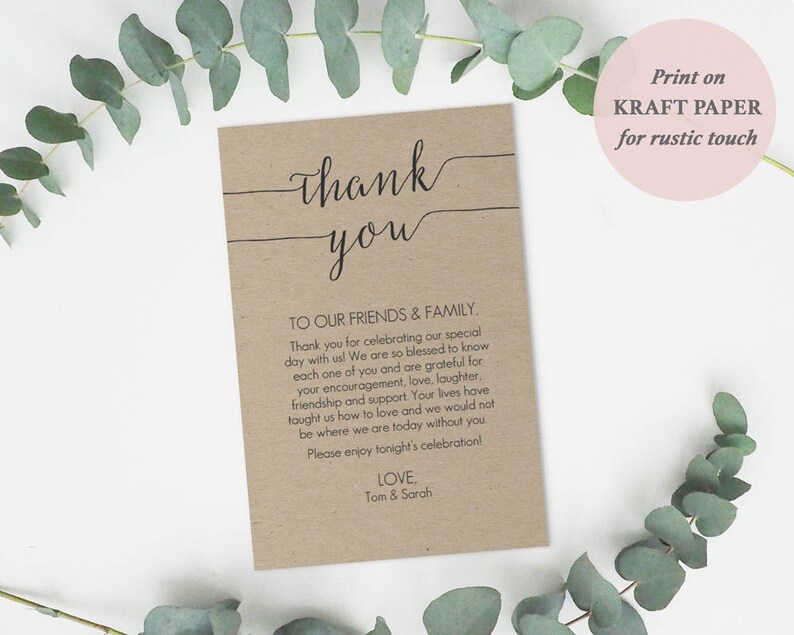 Thank You Printable Card Favor or Welcome Bag Instant Digital Download Editable PDF Wedding Printable 4 x 6 inches GD0721 image 3