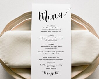 Belle Menu Printable - 4x8 inches - Instant Digital Download - DIY Template - Editable PDF - Belle Collection - 4x8 inches - #GD0106