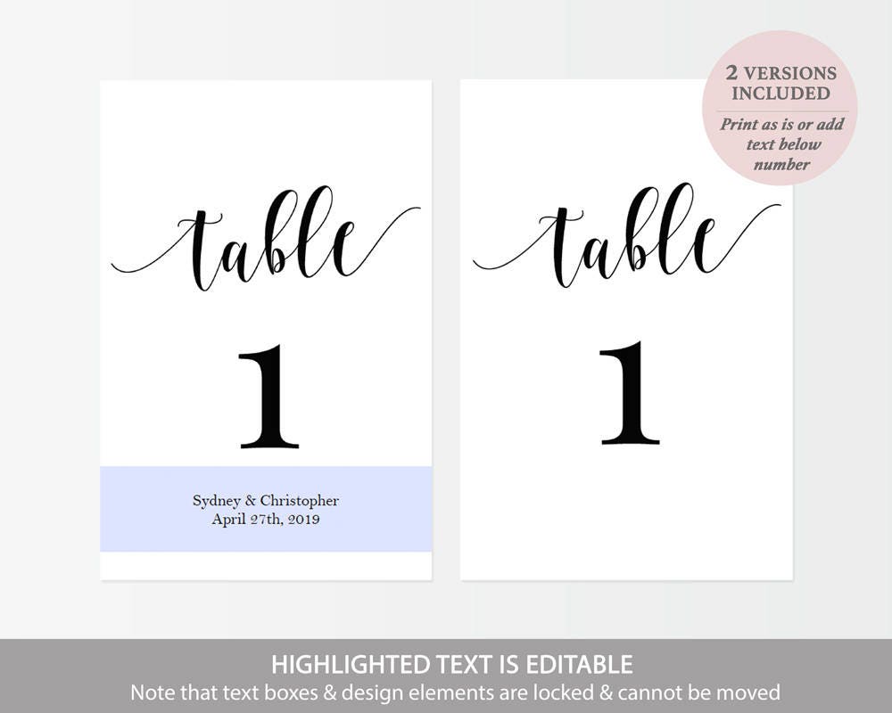 Printable Table Numbers 1-60 4x6 inches Double and Single | Etsy