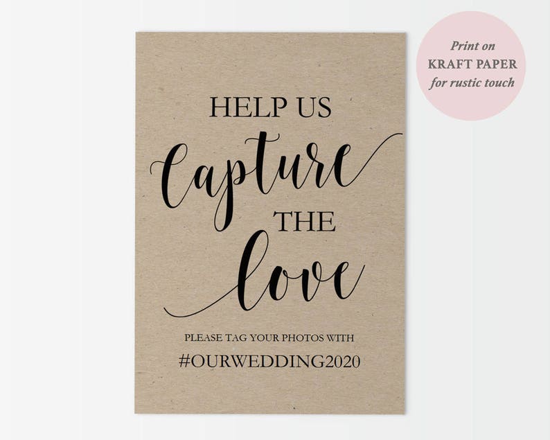 Printable Hashtag Sign Wedding Social Media Sign Instagram Sign Capture the Love Sign Instant Download 8x10 and 5x7 GD0114 image 4