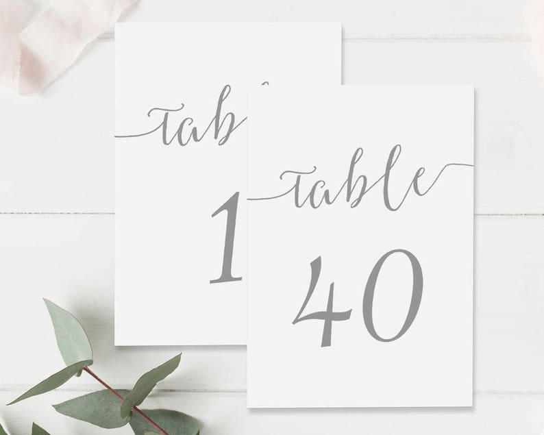 Charcoal Gray Table Number Printable Table Cards 140 Etsy