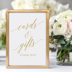 Gold Cards and Gifts Sign Printable Cards and Gifts Gold Foil Instant Download Wedding Printable PDF 5x7 and 8x10 inches GD3419 image 5