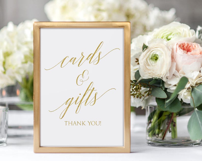 Gold Cards and Gifts Sign Printable Cards and Gifts Gold Foil Instant Download Wedding Printable PDF 5x7 and 8x10 inches GD3419 image 5