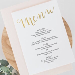 Gold Menu Printable download Template 5x7 Menu Slant Calligraphy Style Script Instant Download Wedding Menu 5x7 inches GD0802 image 5