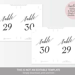 Printable Black Table Number Set Includes Numbers 1-45 and Head Table Instant Download PDF Wedding Table Cards 4x6inches GD0515 image 3