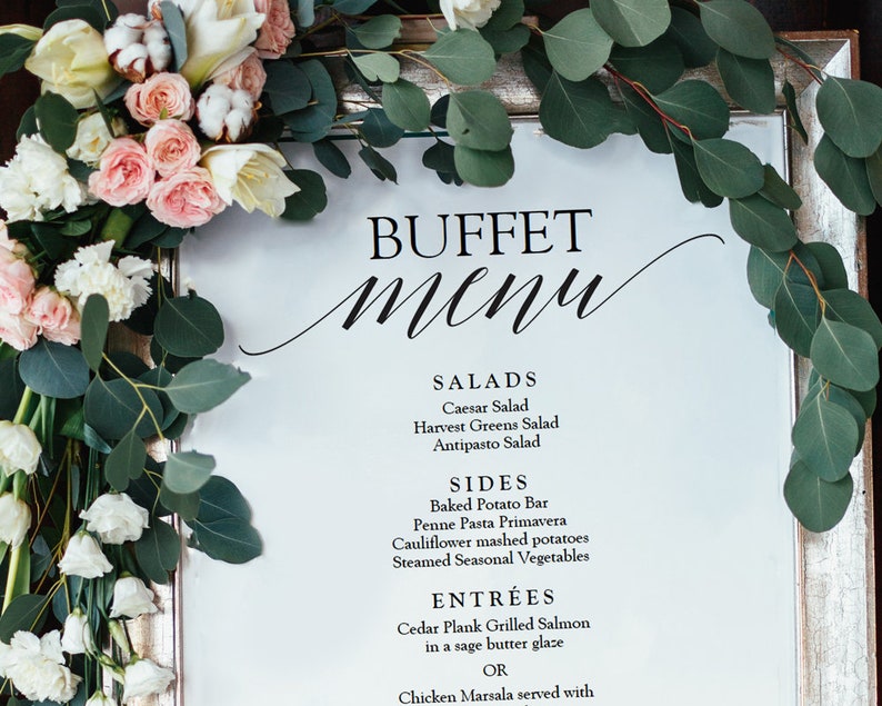 Poster Size Menu Wedding Menu Buffet Menu Sign Dinner Etsy
