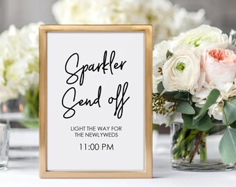 Sparkler Send Off Sign Printable - Wedding Sign Editable PDF - Instant Download - Minimalist sparkler sign - 5x7 and 8x10 inches - #GD0217