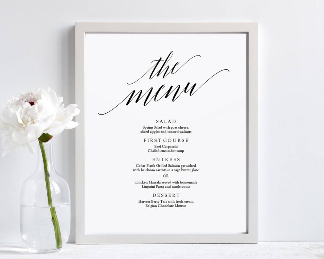 Printable Menu Sign Template Buffet Menu Sign Modern Menu Etsy