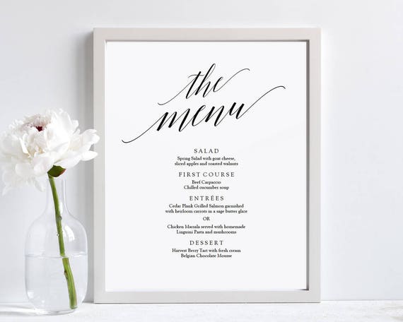 printable menu sign template