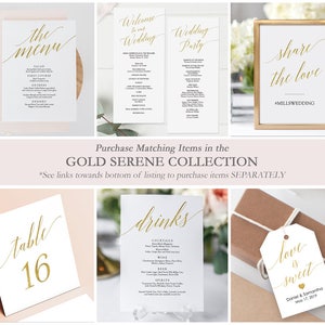 Printable Gold Wedding Program Gold Foil Elegant Minimalist Wedding Ceremony Program Editable PDF Double Sided 4x9 inches GD3404 image 9