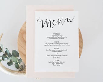Printable Menu Template - 5x7 inches -  Instant Download - Editable PDF Menu Template - Dinner Menu - Wedding Menu - Simple Menu - #GD0701
