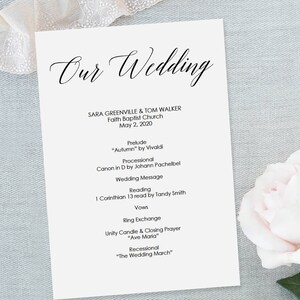 Printable Wedding Program Our Wedding & Bridal Party Instant Digital DIY Template Editable PDF 5 x 7 inches Double sided GD0503 image 2