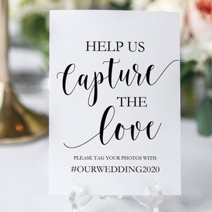 Printable Hashtag Sign Wedding Social Media Sign Instagram Sign Capture the Love Sign Instant Download 8x10 and 5x7 GD0114 image 2