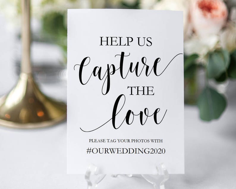 Printable Hashtag Sign Wedding Social Media Sign Instagram Sign Capture the Love Sign Instant Download 8x10 and 5x7 GD0114 image 2