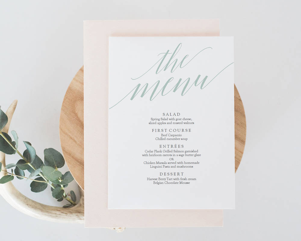Mint Menu Template Download 5 X 7 Inches Mint Green Etsy