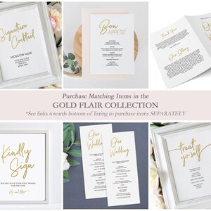 Gold Menu Printable Wedding Menu Faux Foil Menu Template Download Minimalist Gold Menu Bon Appetit Menu 5 x 7 inches GD0309 image 5