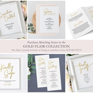 Gold Menu Download Printable Wedding Menu Calligraphy style script Instant Download DIY Template Editable PDF 5x7 inches GD0310 image 5