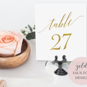 Tented Gold Table Numbers Printable Table Number Set Tables 1-50 Gold Foil Instant Download 4 x 4.5 inches folded and flat GD3406 image 5