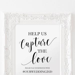 Printable Hashtag Sign Wedding Social Media Sign Instagram Sign Capture the Love Sign Instant Download 8x10 and 5x7 GD0114 image 3