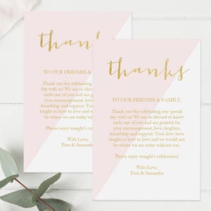 Blush Thank You Printable DIY Template Editable PDF Gold Foil Thank You Pink Favor card Instant Download 4 x 6 inches GD2203 image 2