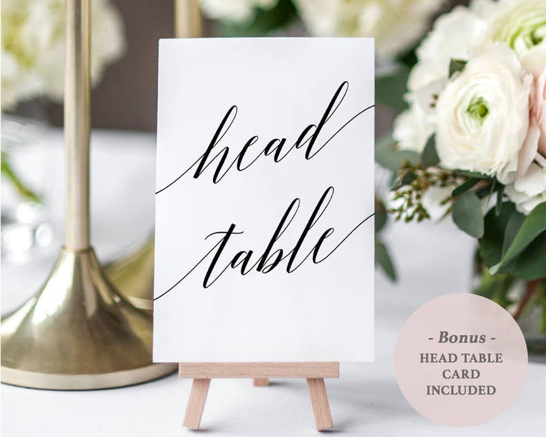 Printable Black Table Number Set Includes Numbers 1-45 and Head Table Instant Download PDF Wedding Table Cards 4x6inches GD0515 image 4