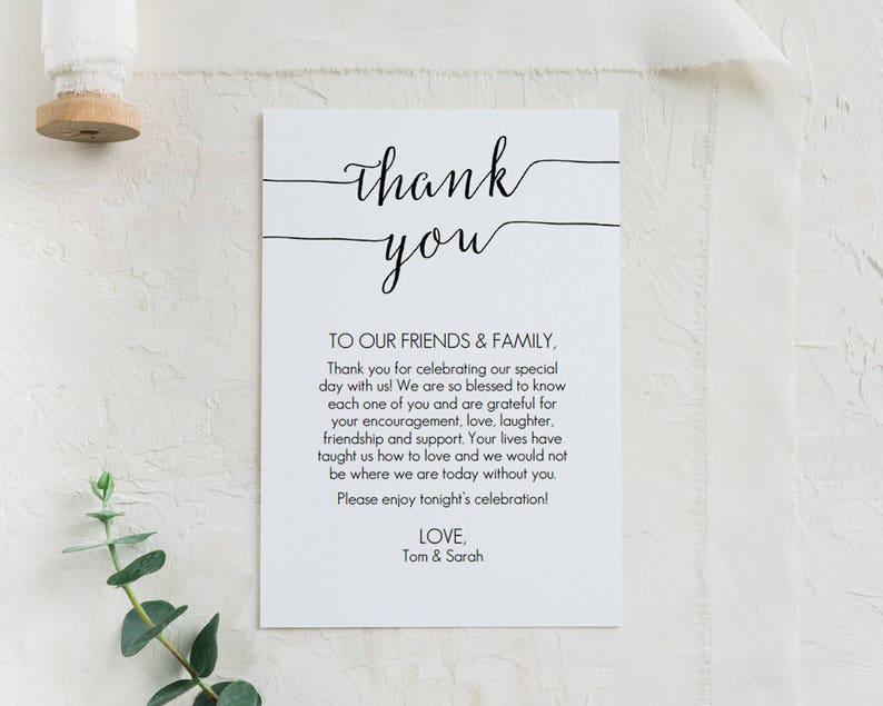 Thank You Printable Card Favor or Welcome Bag Instant Digital Download Editable PDF Wedding Printable 4 x 6 inches GD0721 image 1