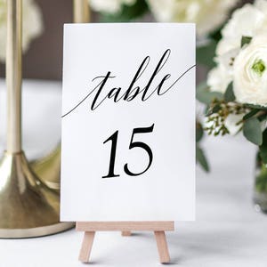 Printable Black Table Number Set Includes Numbers 1-45 and Head Table Instant Download PDF Wedding Table Cards 4x6inches GD0515 image 2