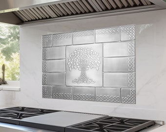 Celtic design tiles SET of 17 Metal  Backsplash Tiles size 30x20 Copper/ Steel/ Brass