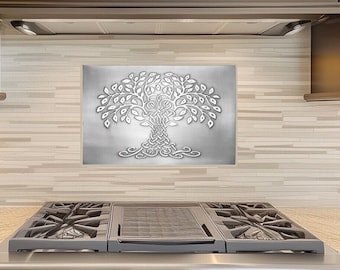 Decoración de pared metálica con el Árbol de la Vida Celta, Azulejo de cobre con forma de árbol (40,6 cm x 30,5 cm)